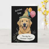 Golden Retriever Gotcha Day Celebration Kaart (Gele Bloem)