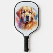 Golden Retriever Grace: Waterverf Elegantie Pickleball Paddle (Achterkant)
