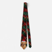 Golden Retriever Green Red Holiday Plaid Kerstmis Stropdas (Voorkant)