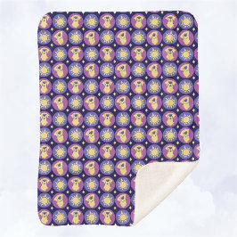Golden Retriever grillige Sun Polka Dot Donkerblau Sherpa Deken