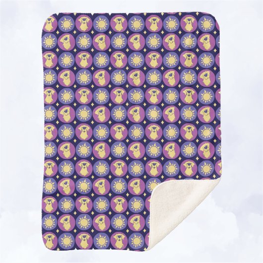 Golden Retriever grillige Sun Polka Dot Donkerblau Sherpa Deken