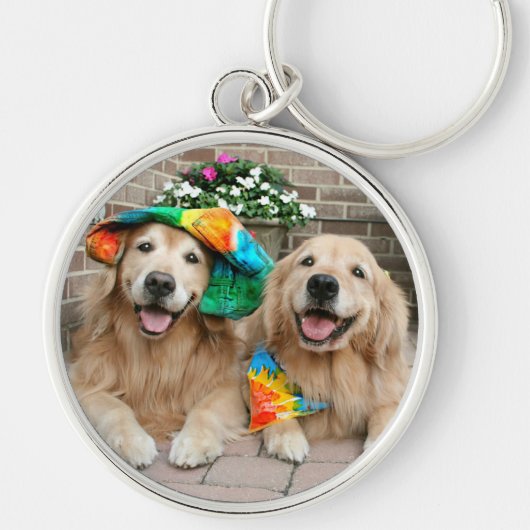 Golden Retriever Groovy Sleutelhanger (Voorkant)