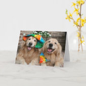 Golden Retriever Groovy Wenskaart Kaart (Gele Bloem)