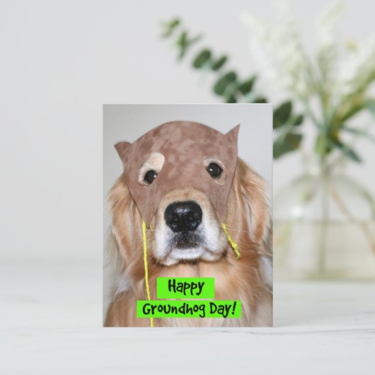 Golden Retriever Groundhog Day Briefkaart (Staand voorkant)