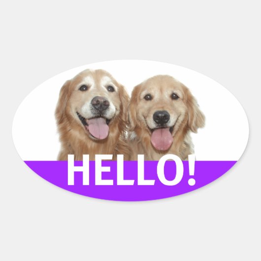 Golden Retriever Hallo Ovale Sticker (Voorkant)