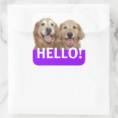Golden Retriever Hallo Vierkante Sticker (Tas)