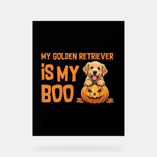 Golden Retriever Halloween Acryl Bord (Voorkant)