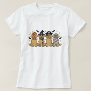 Golden Retriever Halloween borduurwerk Vier Schatt T-shirt