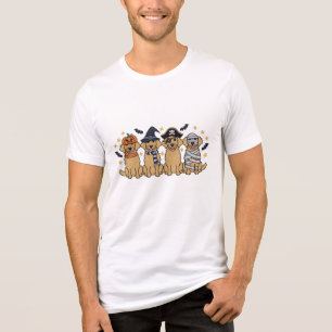 Golden Retriever Halloween borduurwerk Vier Schatt Tri-Blend Shirt