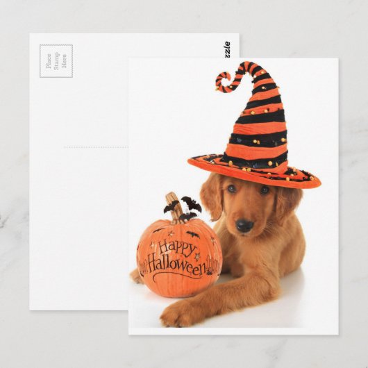 Golden Retriever Halloween Design Briefkaart (Voorkant / Achterkant)