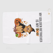 Golden Retriever Halloween Dog Mijn Gouden Retriev Golfhanddoek (Horizontaal)