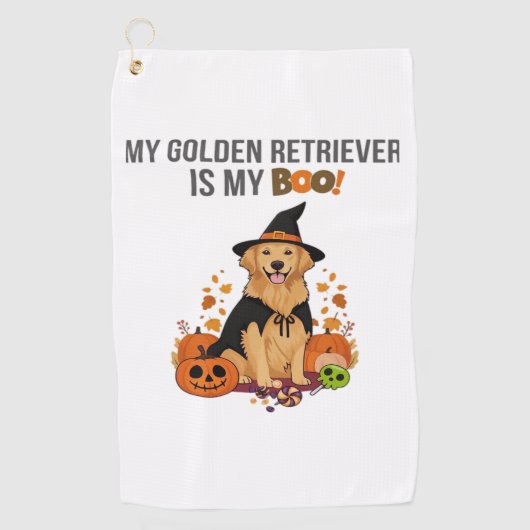 Golden Retriever Halloween Dog Mijn Gouden Retriev Golfhanddoek (Voorkant)