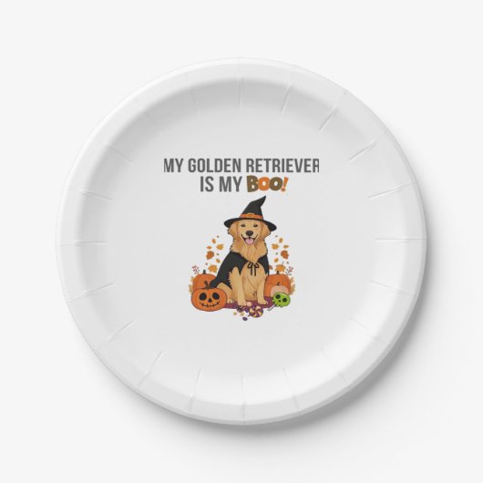 Golden Retriever Halloween Dog Mijn Gouden Retriev Papieren Bordje (Voorkant)