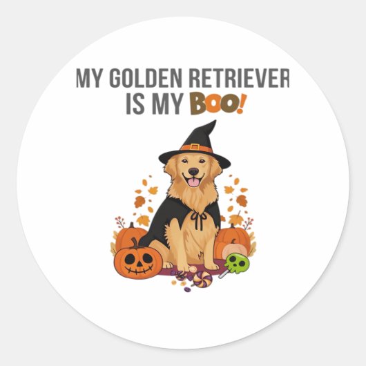 Golden Retriever Halloween Dog Mijn Gouden Retriev Ronde Sticker (Voorkant)