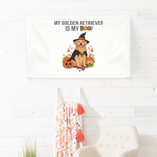 Golden Retriever Halloween Dog Mijn Gouden Retriev Spandoek (Insitu)