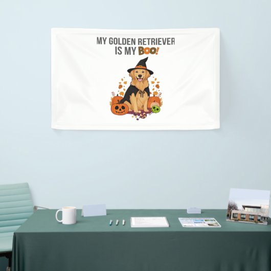 Golden Retriever Halloween Dog Mijn Gouden Retriev Spandoek (Beurs)