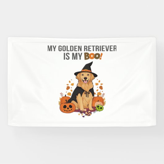 Golden Retriever Halloween Dog Mijn Gouden Retriev Spandoek (Horizontaal)