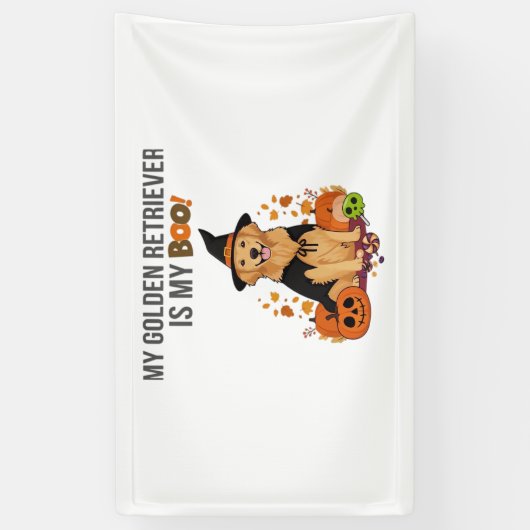 Golden Retriever Halloween Dog Mijn Gouden Retriev Spandoek (Verticaal)
