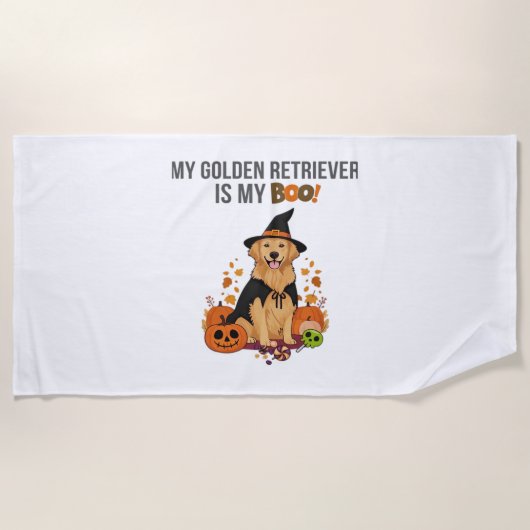 Golden Retriever Halloween Dog Mijn Gouden Retriev Strandlaken (Voorkant)