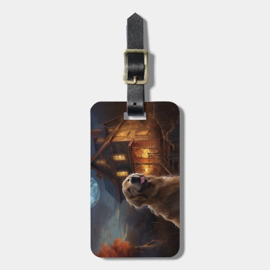 Golden Retriever Halloween Eng Bagagelabel (Voorkant verticaal)