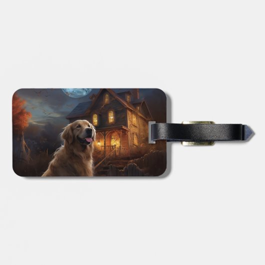 Golden Retriever Halloween Eng Bagagelabel (Achterkant horizontaal)