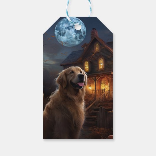 Golden Retriever Halloween Eng Cadeaulabel (Achterkant)