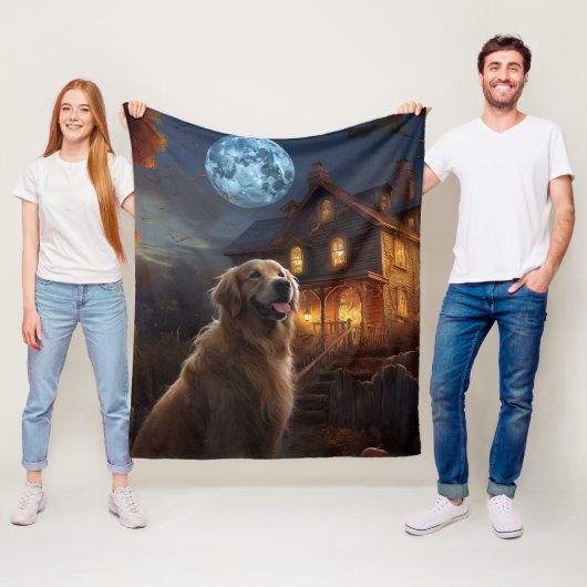 Golden Retriever Halloween Eng Fleece Deken (In situ)