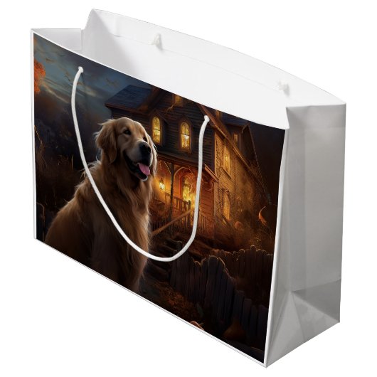 Golden Retriever Halloween Eng Groot Cadeauzakje (Achterkant Gekanteld)