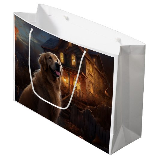 Golden Retriever Halloween Eng Groot Cadeauzakje (Voorkant Gekanteld)