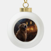 Golden Retriever Halloween Eng Keramische Bal Ornament (Voorkant)
