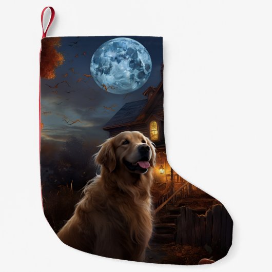 Golden Retriever Halloween Eng Kleine Kerstsok (Voorkant)