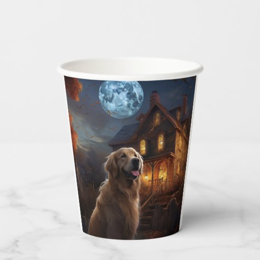 Golden Retriever Halloween Eng Papieren Bekers (Achterkant)