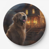 Golden Retriever Halloween Eng Papieren Bordje (Voorkant)