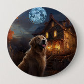 Golden Retriever Halloween Eng Ronde Button 4,0 Cm (Voorkant)