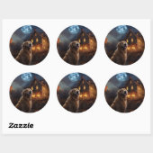Golden Retriever Halloween Eng Ronde Sticker (Vel)