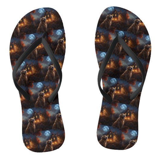 Golden Retriever Halloween Eng Teenslippers (Voetbed)
