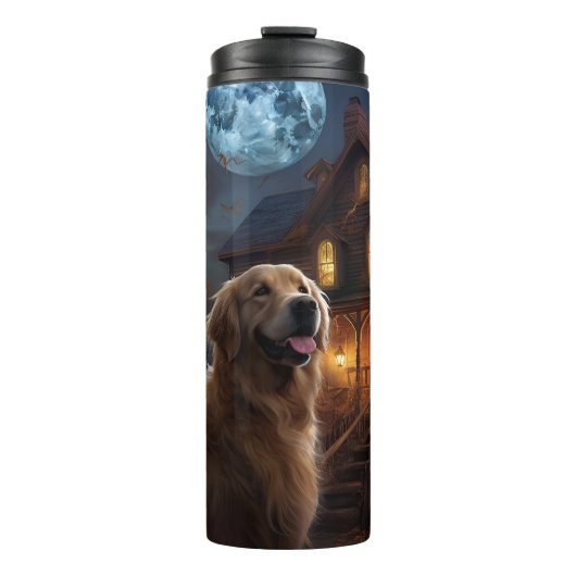 Golden Retriever Halloween Eng Thermosbeker (Voorkant)
