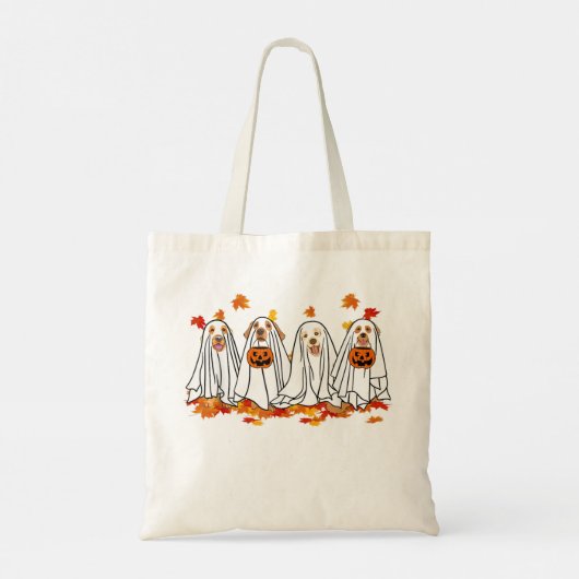 Golden Retriever Halloween Ghost Dog Retro Spooky Tote Bag (Achterkant)