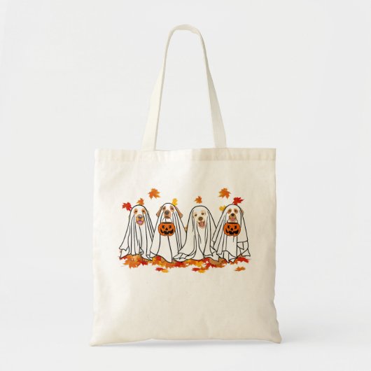 Golden Retriever Halloween Ghost Dog Retro Spooky Tote Bag (Voorkant)