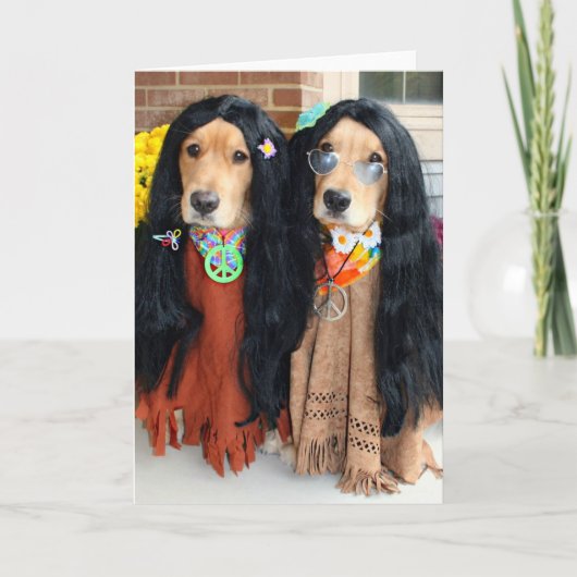 Golden Retriever Halloween Hippie Kaart (Voorkant)