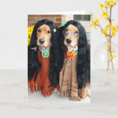 Golden Retriever Halloween Hippie Kaart (Gele Bloem)