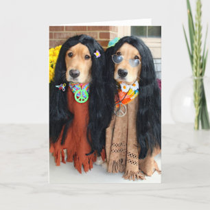 Golden Retriever Halloween Hippie Kaart