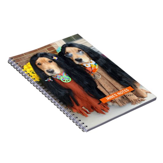 Golden Retriever Halloween Hippie Notitieboek (Rechterzijde)