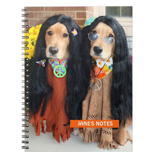 Golden Retriever Halloween Hippie Notitieboek (Voorkant)