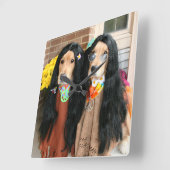 Golden Retriever Halloween Hippie Vierkante Klok (Hoek)