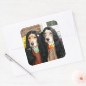Golden Retriever Halloween Hippie Vierkante Sticker (Envelop)