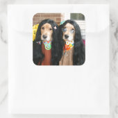 Golden Retriever Halloween Hippie Vierkante Sticker (Tas)