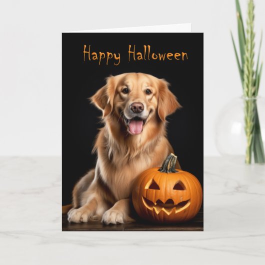 Golden Retriever Halloween Kaart (Voorkant)