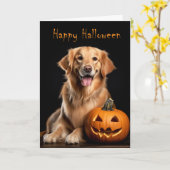 Golden Retriever Halloween Kaart (Gele Bloem)
