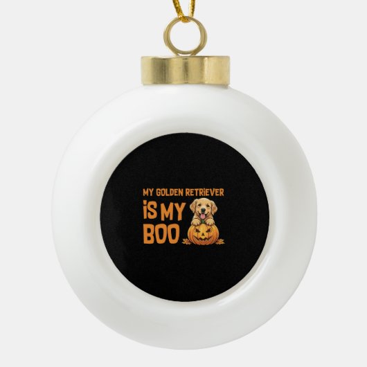 Golden Retriever Halloween Keramische Bal Ornament (Voorkant)